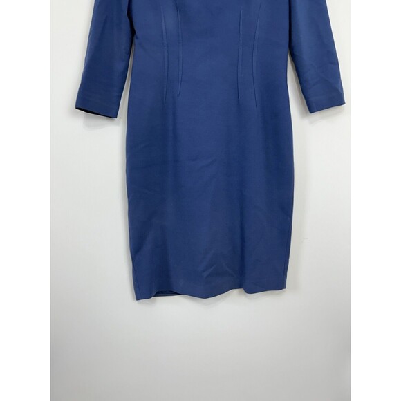 Elie Tahari Career Dress Size 6‎ Blue Scuba Knit Layer Notch Square Neck Zip - Picture 2 of 13